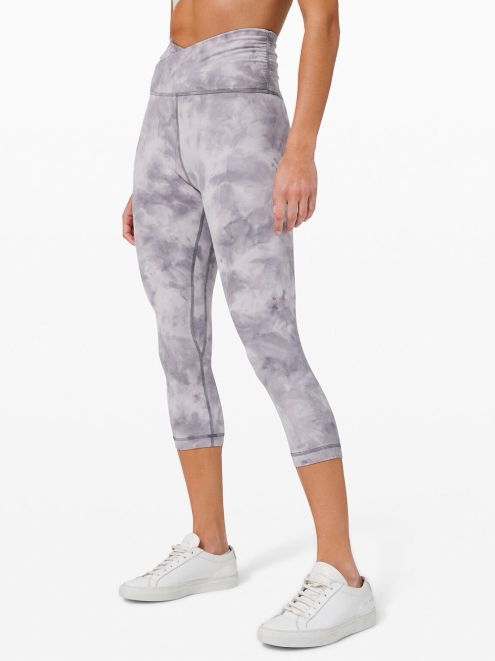 Size 8 Lululemon High Rise Cross Waist Crops, diamond dye stargaze pitch grey